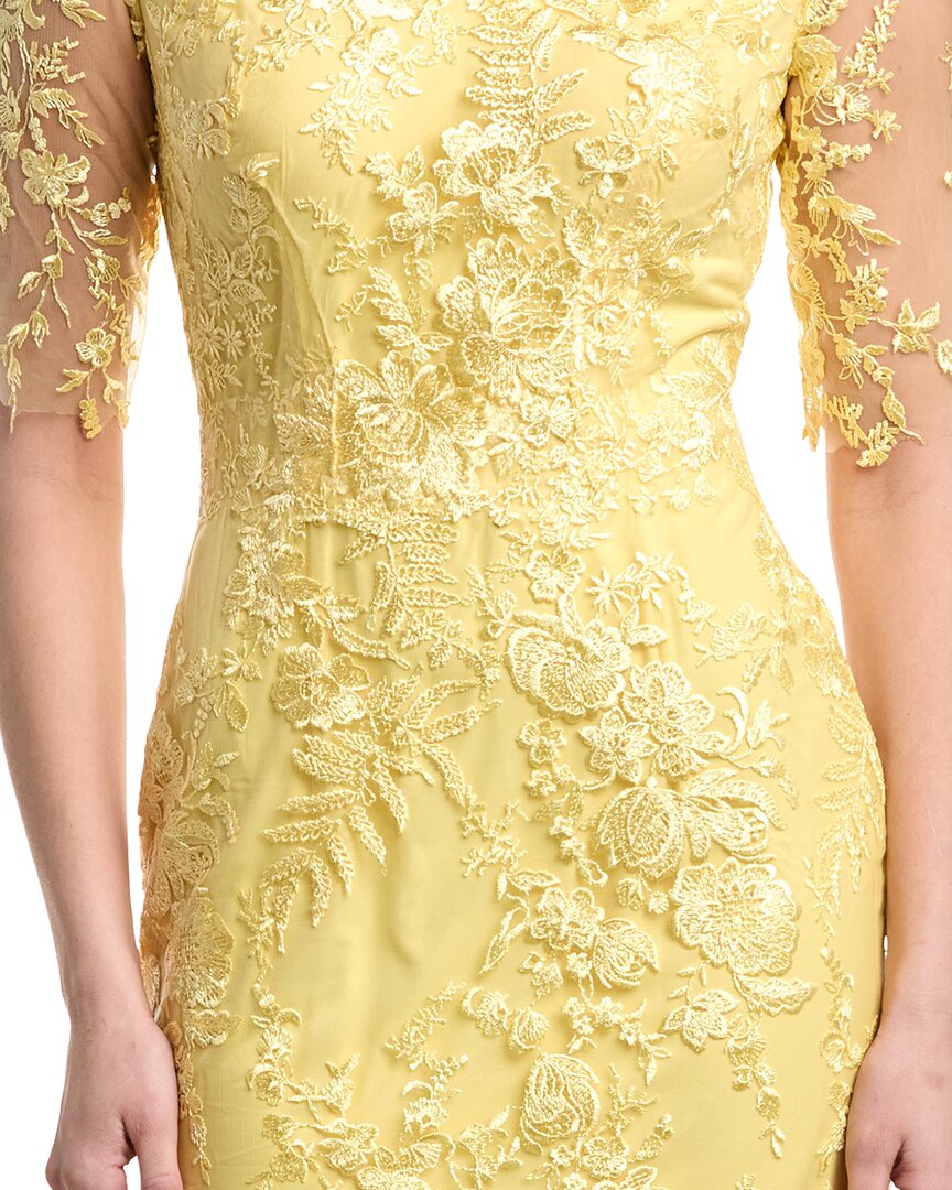 Rene Ruiz V-Neck Elbow Sleeves Trumpet Gown