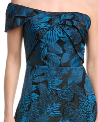 Rene Ruiz Off-The-Shoulder Mikado Fit & Flare Gown