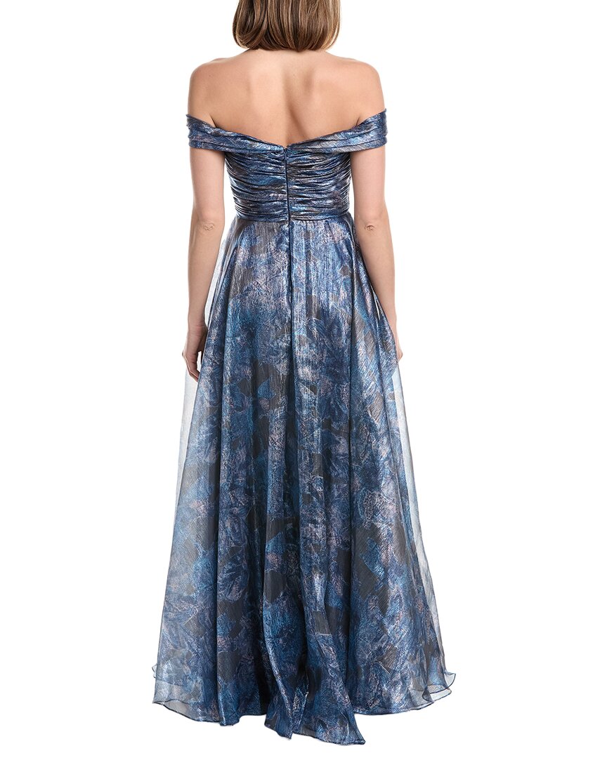 Rene Ruiz Off-The-Shoulder Metallic Gown