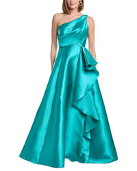 Rene Ruiz One Shoulder Mikado Gown