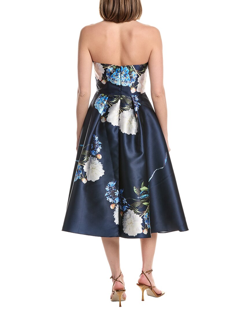 Rene Ruiz Strapless Floral Mikado Tea Length Dress