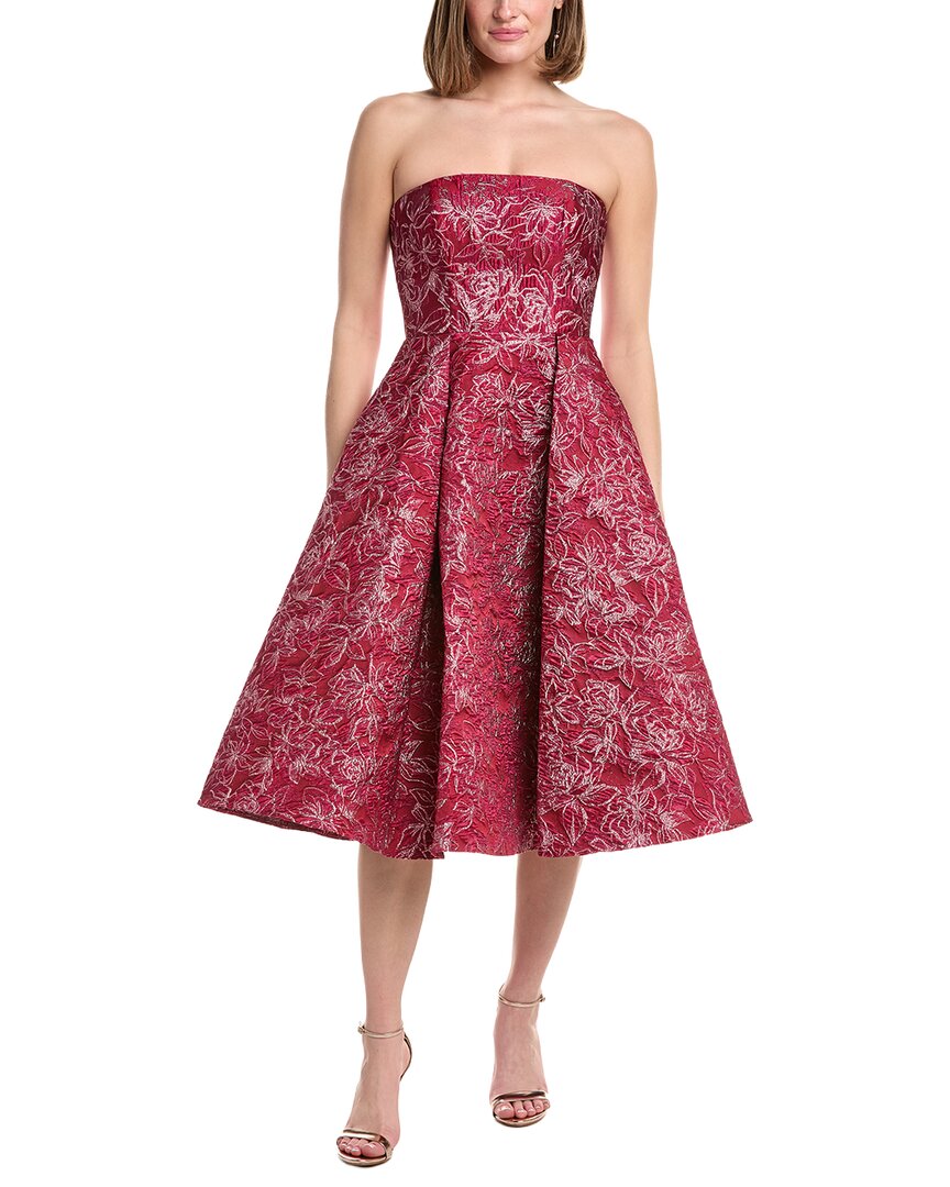 Rene Ruiz Strapless Brocade Tea-Length Fit & Flare Gown