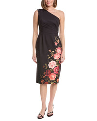Rene Ruiz Asymmetric Neckline Stretch Crepe Cocktail Dress