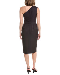 Rene Ruiz Asymmetric Neckline Stretch Crepe Cocktail Dress