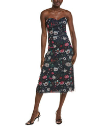 Rene Ruiz Sweetheart Embroidered Tulle Midi Dress