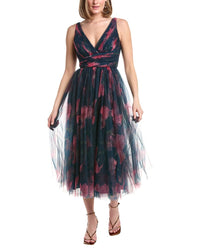 Rene Ruiz Sleeveless Plunging Neckline Textured Gown