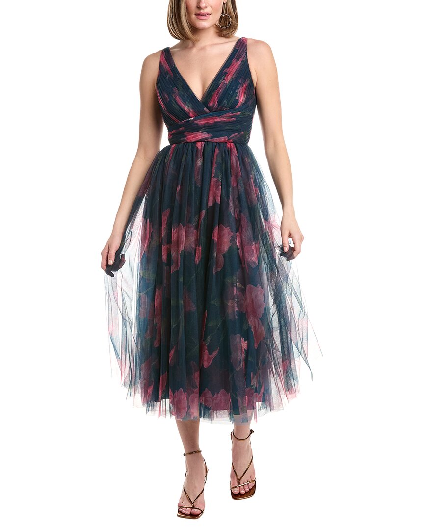Rene Ruiz Sleeveless Plunging Neckline Textured Gown