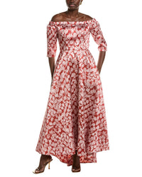 Rene Ruiz Off-Shoulder High-Low Hem Floral A-Line Dress