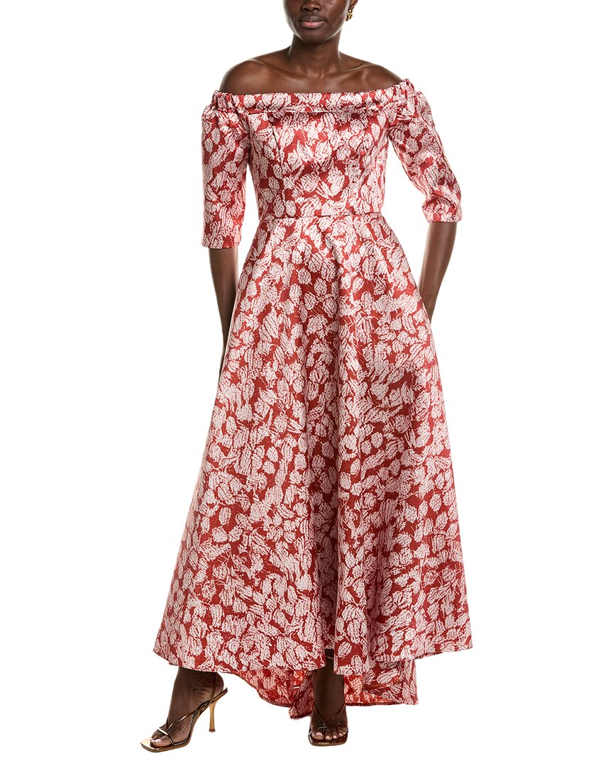 Rene Ruiz Off-Shoulder High-Low Hem Floral A-Line Dress