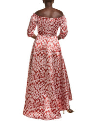 Rene Ruiz Off-Shoulder High-Low Hem Floral A-Line Dress