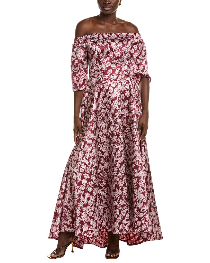 Rene Ruiz Off-Shoulder High-Low Hem Floral A-Line Dress