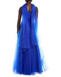 Rene Ruiz Pleated Tulle Gown