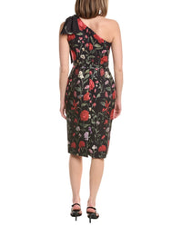 Rene Ruiz One Shoulder Printed Mikado Fit & Flare Gown
