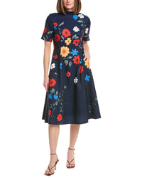 Rene Ruiz Mock Neck Floral Midi Dress