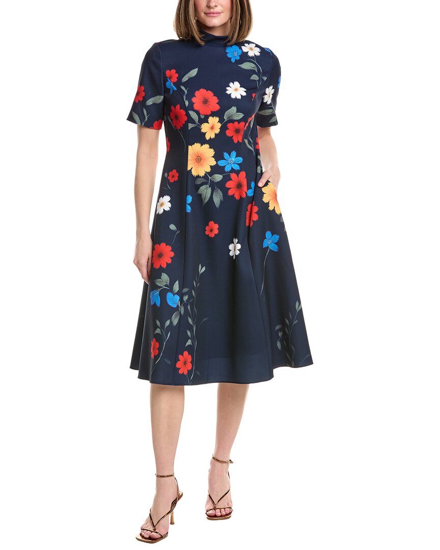Rene Ruiz Mock Neck Floral Midi Dress