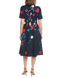 Rene Ruiz Mock Neck Floral Midi Dress