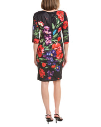 Rene Ruiz 3/4 Sleeve Bodycon Floral Sheath Dress