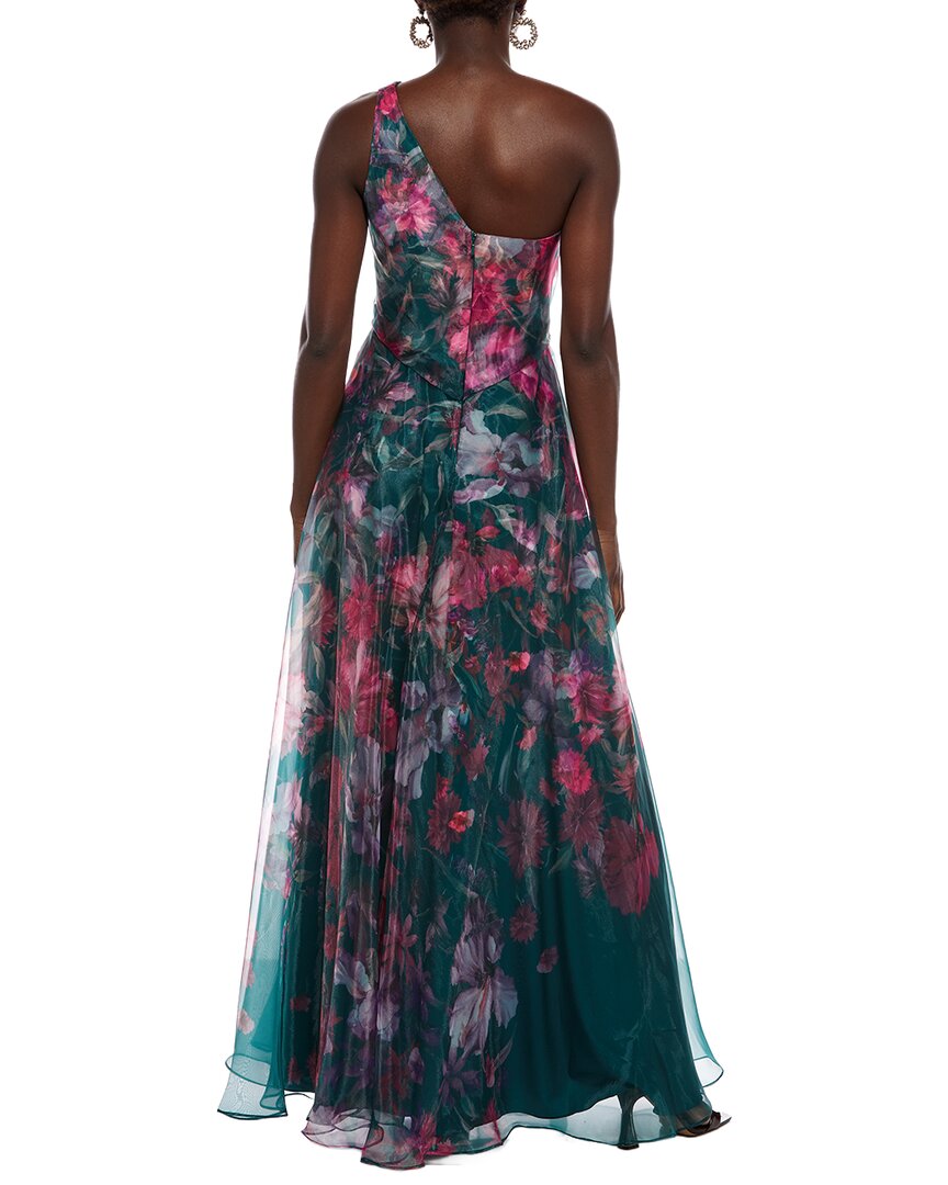 Rene Ruiz Rene Ruiz One-Shoulder Sheer Overlay Floral Gown
