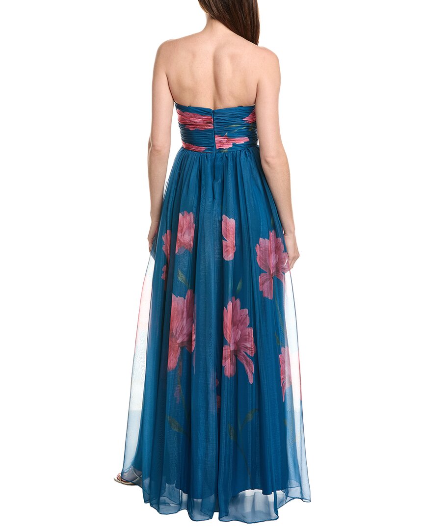Rene Ruiz Strapless Sweetheart Pleated Bodice Floral Gown