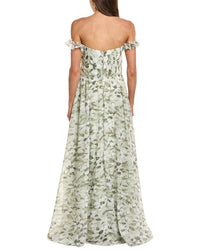 Rene Ruiz Off The Shoulder Ruffle Sleeves A-Line Gown