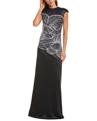 Rene Ruiz Beaded Floral Column Gown