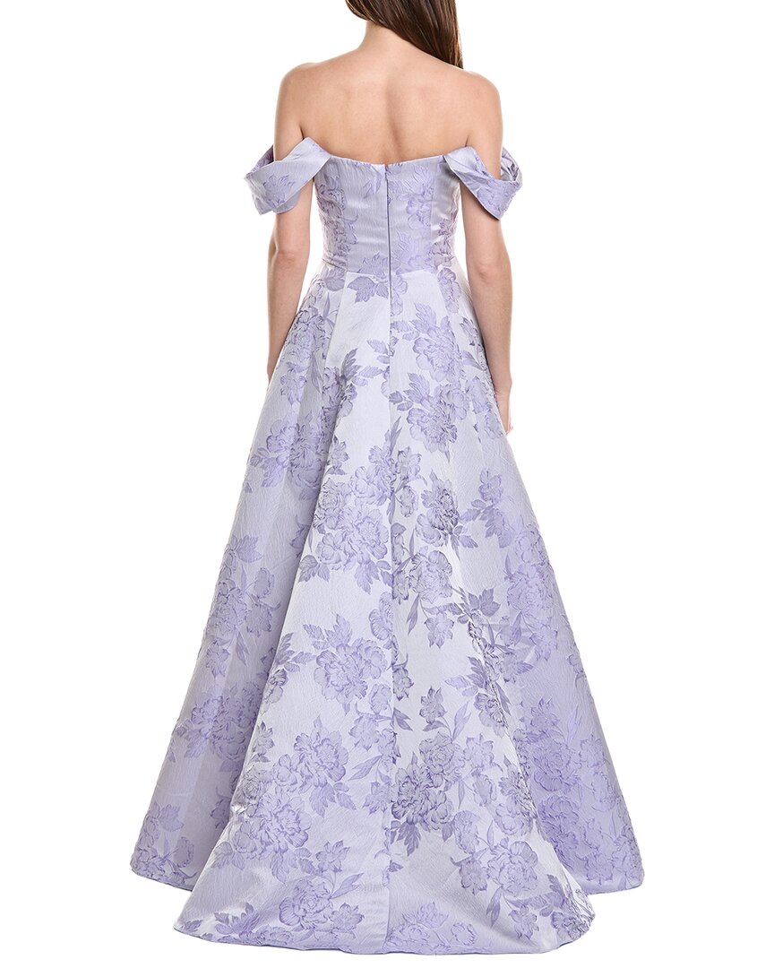 Rene Ruiz Off-The-Shoulder Folded Neckline Textured Gown