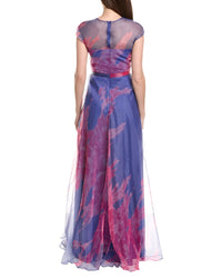 Rene Ruiz Rene Ruiz Cap Sleeve Sheer Overlay Floral Gown