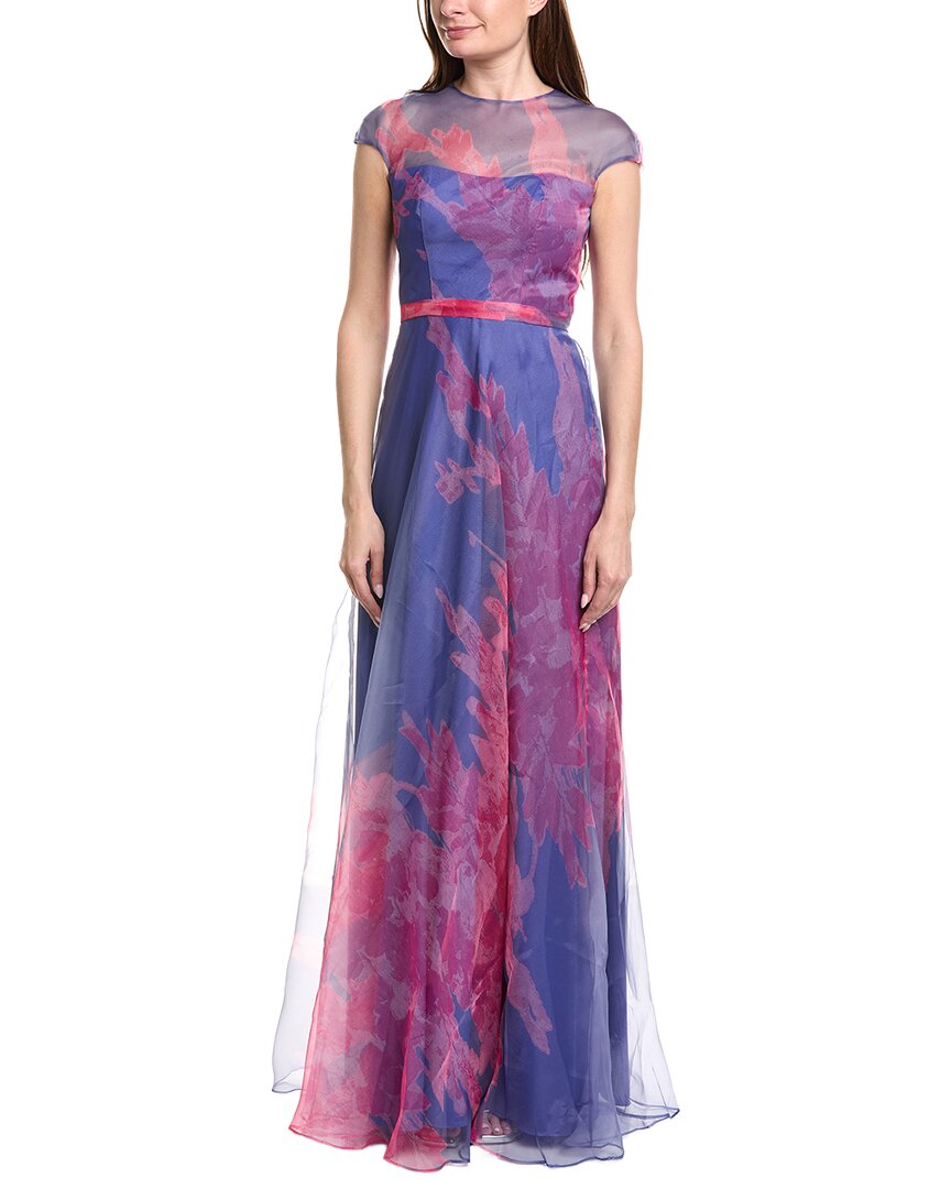 Rene Ruiz Rene Ruiz Cap Sleeve Sheer Overlay Floral Gown