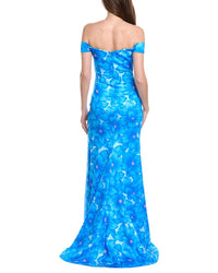 Rene Ruiz Off-The-Shoulder Folded Neckline Gown