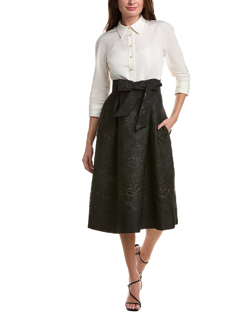Teri Jon By Rickie Freeman Elbow Sleeve Midi Dress