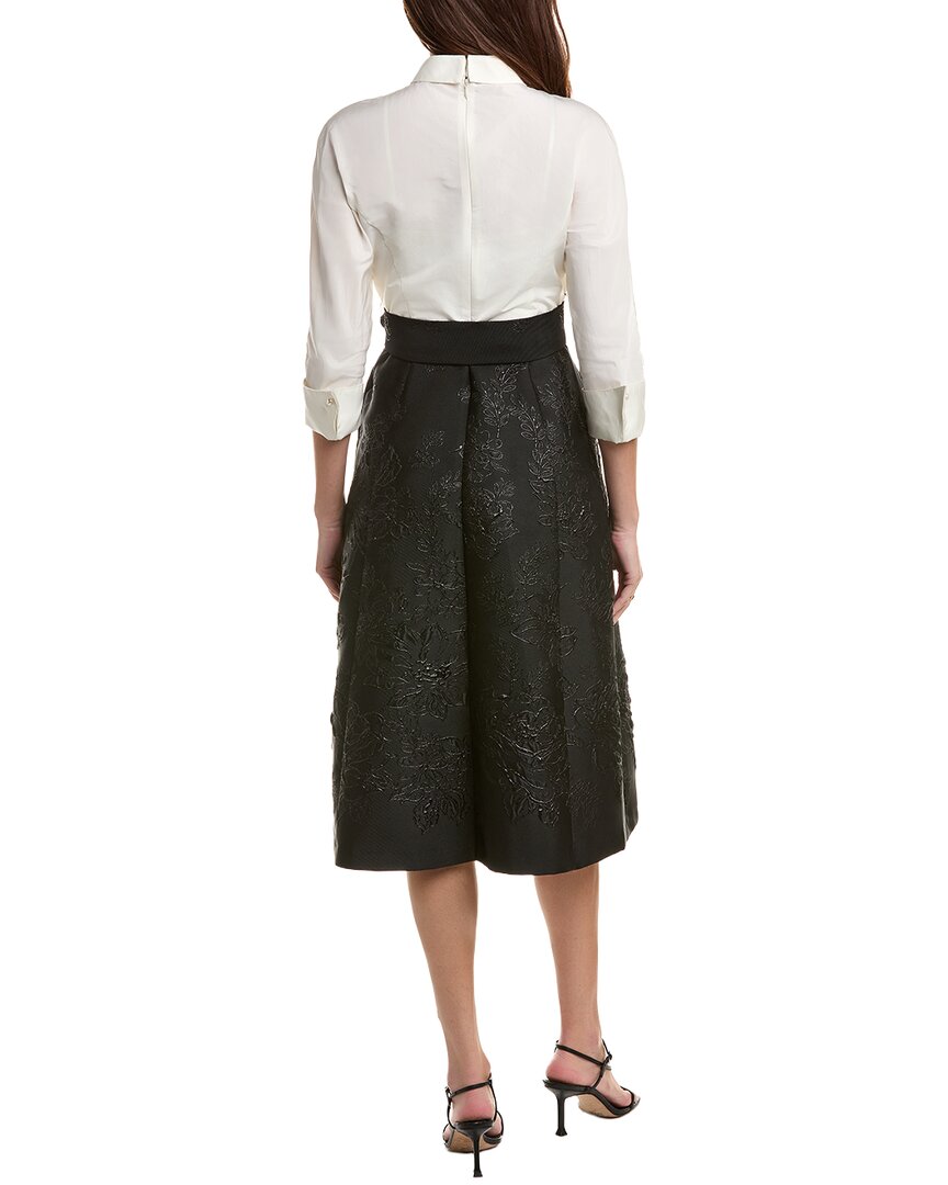 Teri Jon By Rickie Freeman Elbow Sleeve Midi Dress