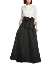 Teri Jon By Rickie Freeman Solid Elbow Sleeve Maxi Dress
