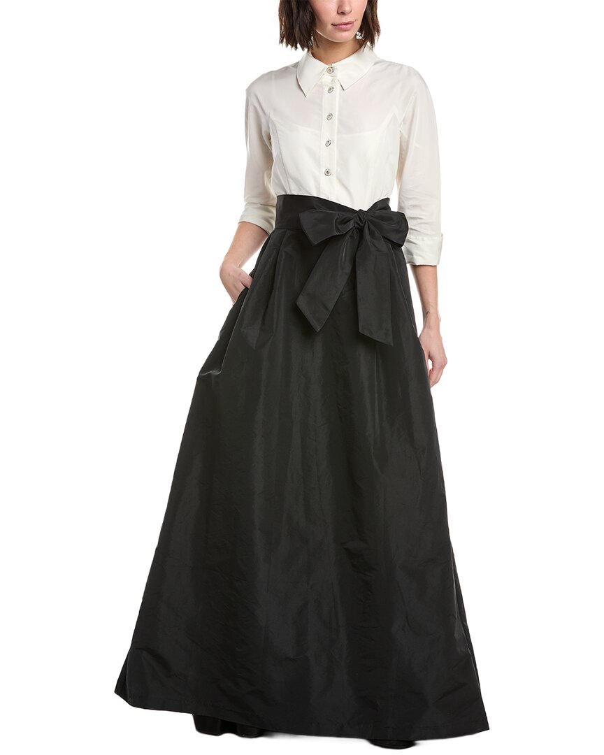 Teri Jon By Rickie Freeman Solid Elbow Sleeve Maxi Dress