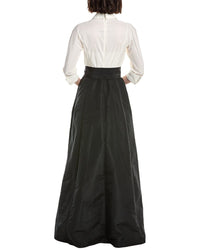 Teri Jon By Rickie Freeman Solid Elbow Sleeve Maxi Dress
