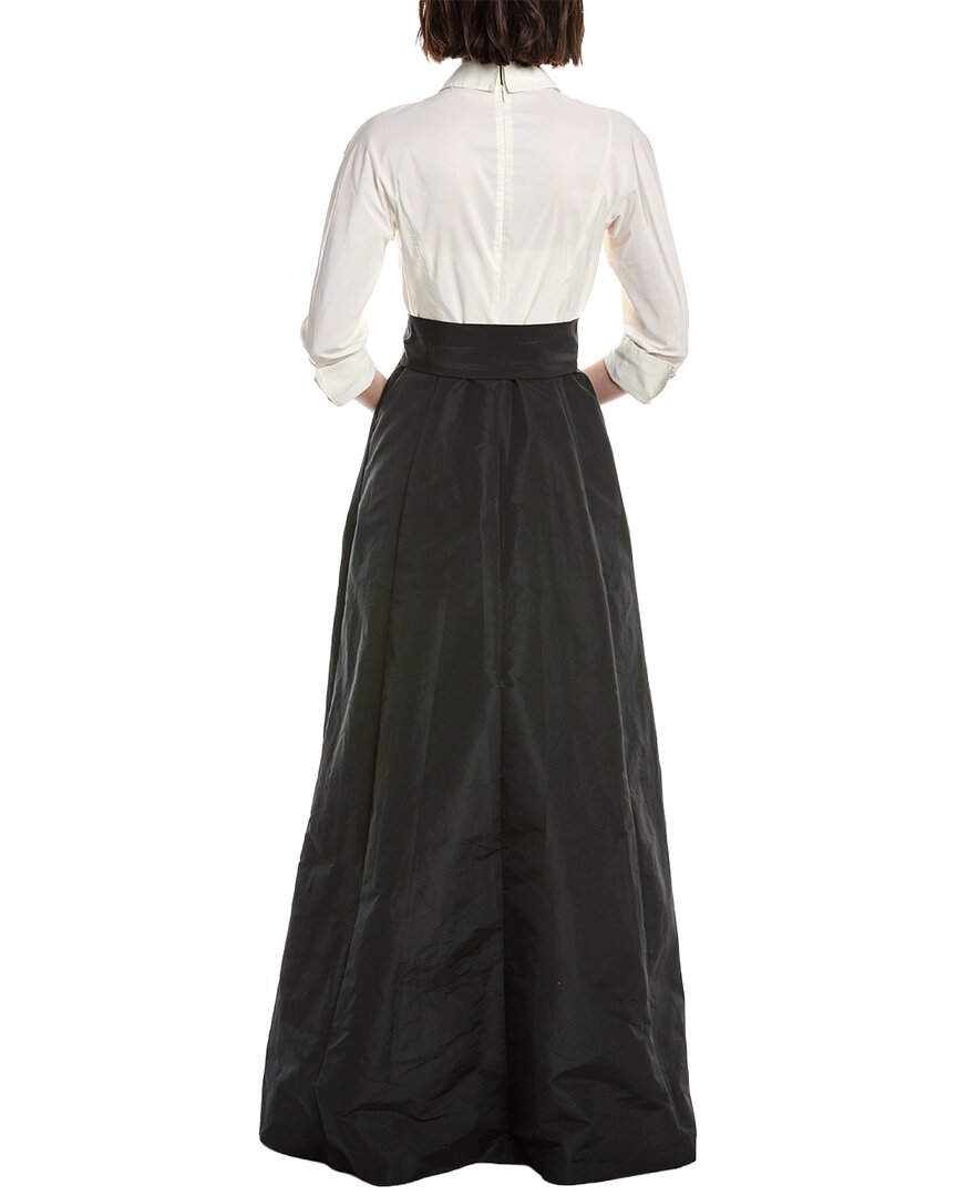 Teri Jon By Rickie Freeman Solid Elbow Sleeve Maxi Dress