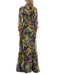 Teri Jon By Rickie Freeman Printed 3/4 Sleeve Maxi Dress
