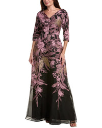 Teri Jon By Rickie Freeman Printed Maxi Dress
