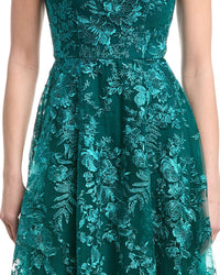 Rene Ruiz Off-The-Shoulder Embroidered Tulle Gown