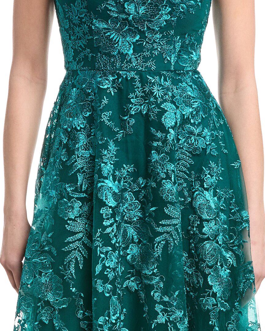 Rene Ruiz Off-The-Shoulder Embroidered Tulle Gown