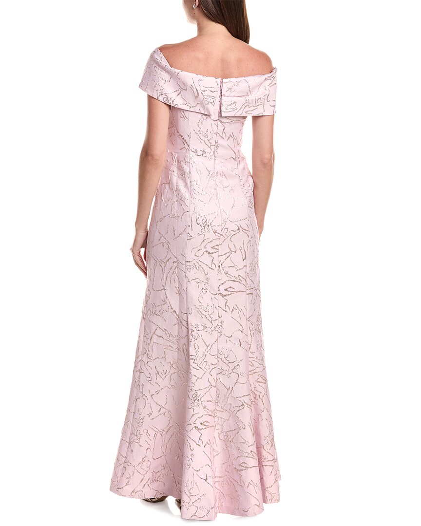 Teri Jon by Rickie Freeman Teri Jon By Rickie Freeman Jacquard Asymmetrical Off-Shoulder Side Bow Godet