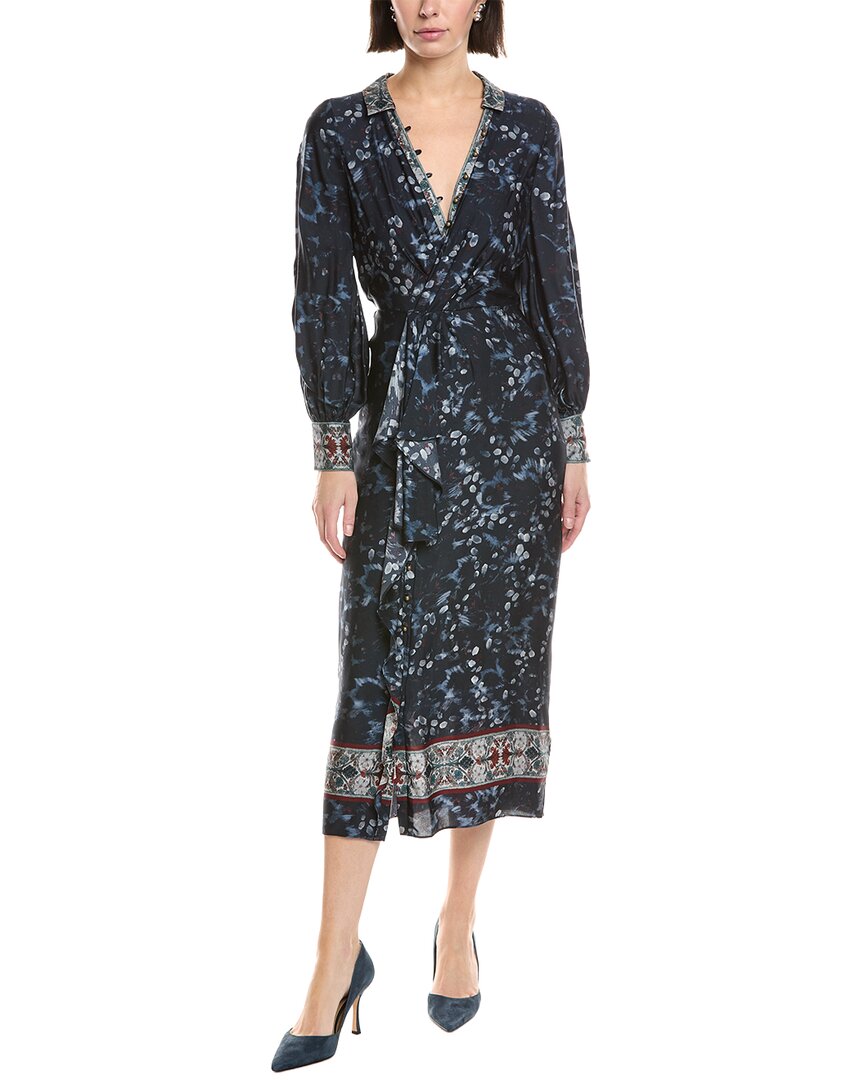 Marchesa Notte Collared Wrap Shirtdress