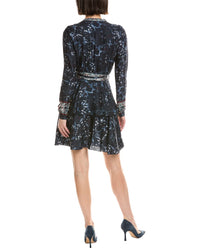 Marchesa Notte Printed V-Neck Mini Wrap Dress