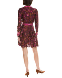 Marchesa Notte Printed V-Neck Mini Wrap Dress