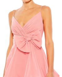 Mac Duggal Faux Wrap Bow Mini Dress