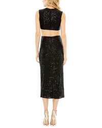 Mac Duggal Sequin Front Twist Cut Out Column Dress