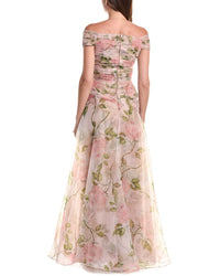 Teri Jon by Rickie Freeman Teri Jon By Rickie Freeman Organza Floral Ruffle Trim Inset Dress
