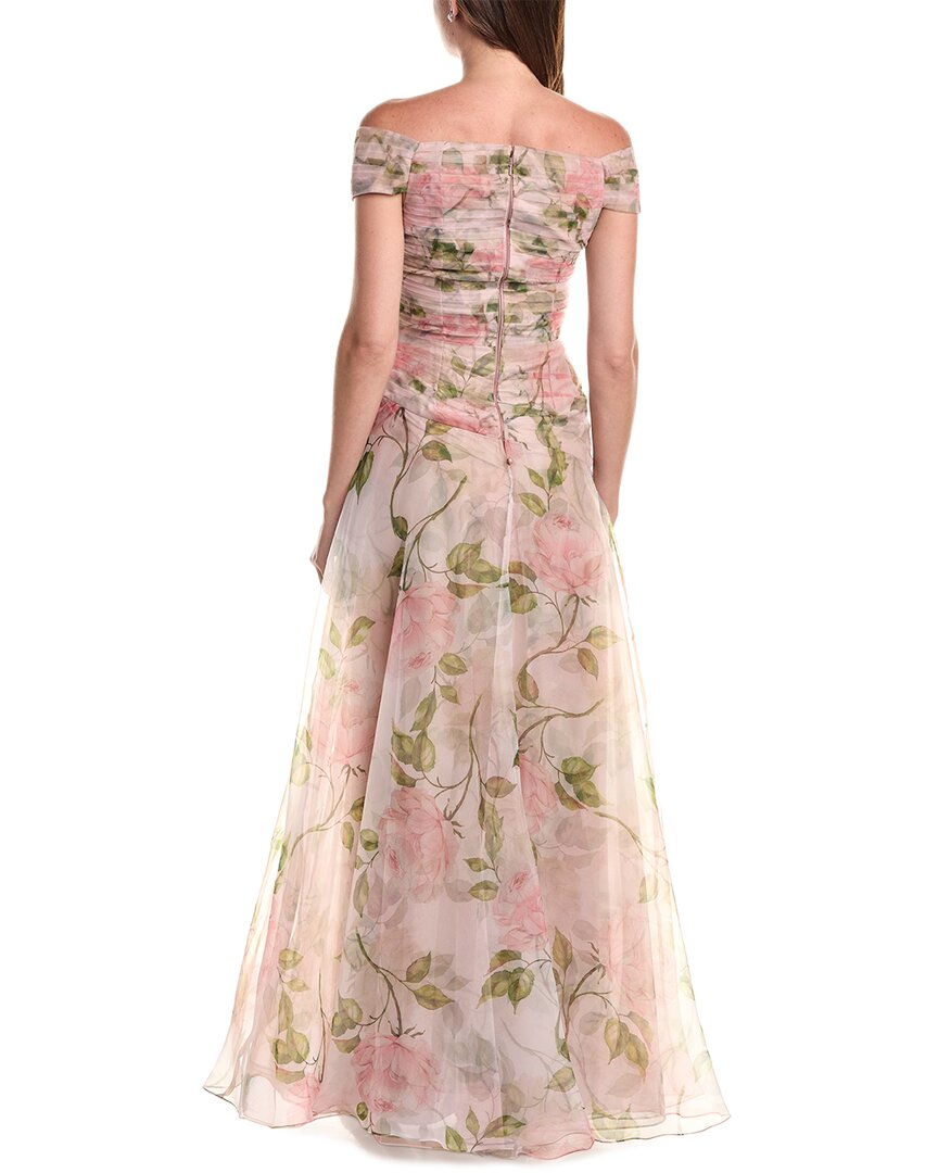 Teri Jon by Rickie Freeman Teri Jon By Rickie Freeman Organza Floral Ruffle Trim Inset Dress