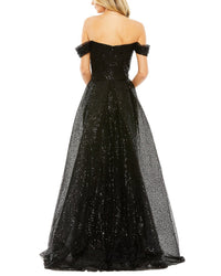 Mac Duggal Off The Shoulder Sequin Panel Train Dress