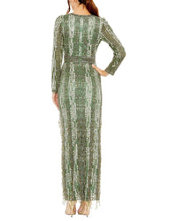 Mac Duggal Long Sleeve Beaded Gown
