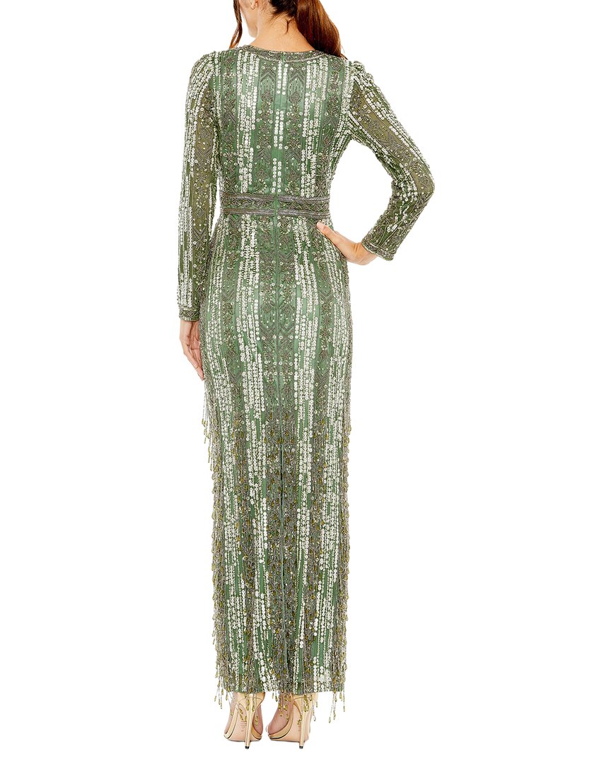 Mac Duggal Long Sleeve Beaded Gown